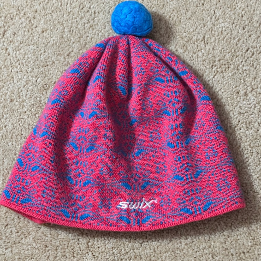 Swix Women's Pink and Blue Patterned Beanie